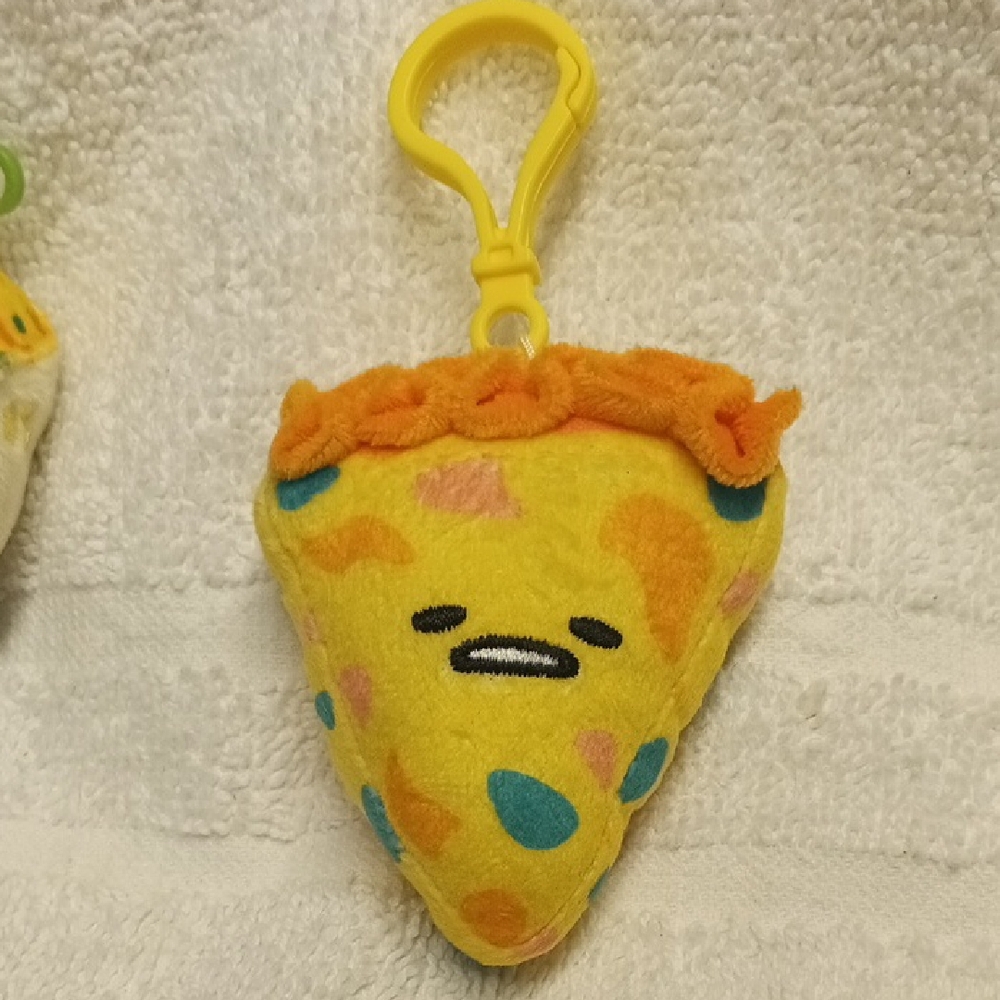 Sanrio Gudetama Plush Pizza Slice Keychain Toy - Yellow and Orange